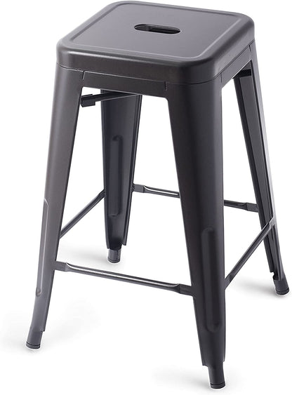 Bar Stool: Metal Bar Stools - 24-Inch, Set of 4, Black