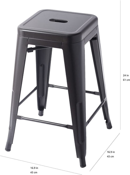 Bar Stool: Metal Bar Stools - 24-Inch, Set of 4, Black