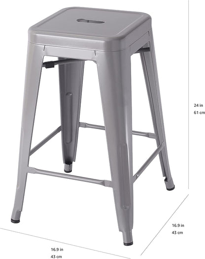 Bar Stool: Metal Bar Stools - 24-Inch, Set of 4, Black