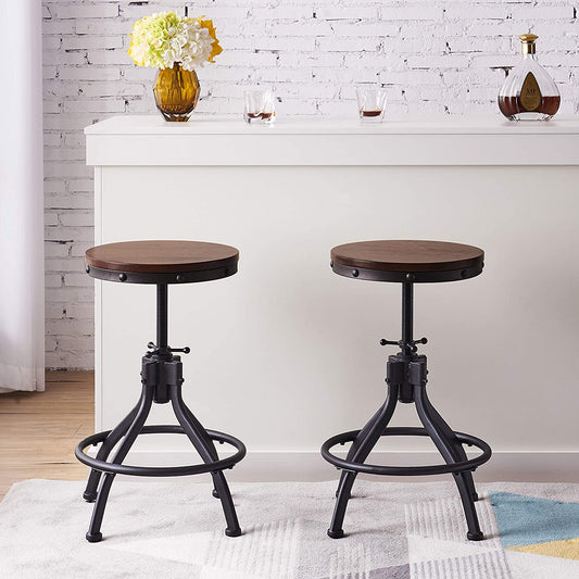 Bar Stool: Metal Bar Stools for Kitchen Dining Counter,Rustic Brown