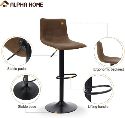 Bar Stool Modern Square Pu Leatherette Kitchen Counter Stools Dining Chairs Set of 2