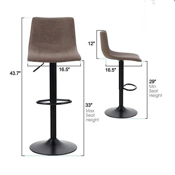 Bar Stool Modern Square Pu Leatherette Kitchen Counter Bar Chairs