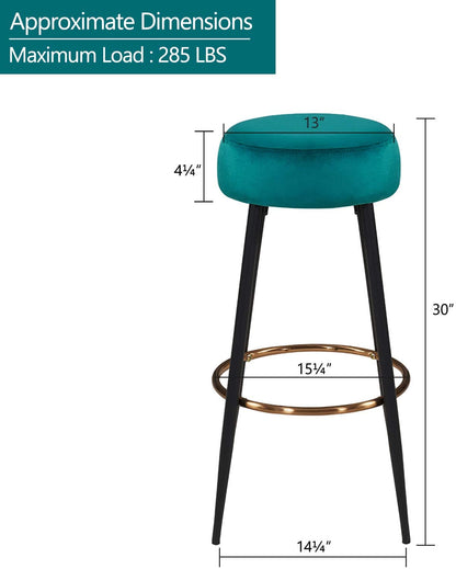 Bar Stool: Round Dining Chair Height for Coffee Shop, Bar, Home Balcony(2pcs, Atrovirens)