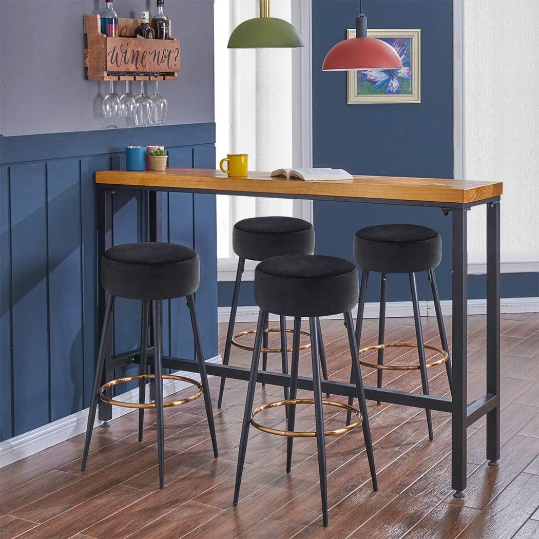 Bar Stool: Round Dining Chair Height for Coffee Shop, Bar, Home Balcony(2pcs, Atrovirens)
