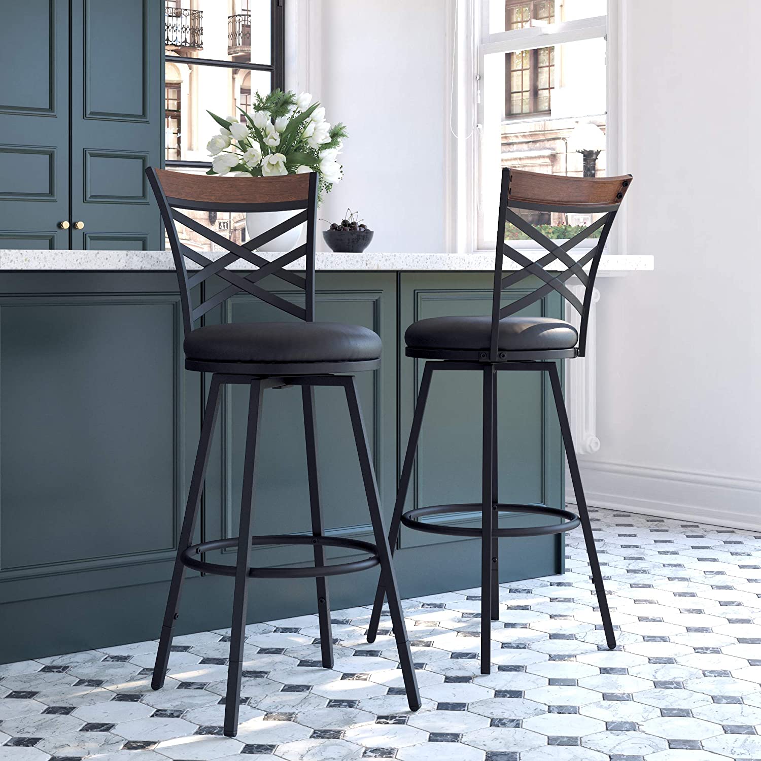 Bar Stool Seat Black PU, Bar Chairs