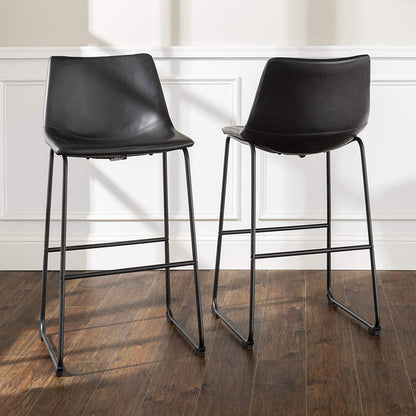 Bar Stool: Urban Industrial Faux Leatherette Armless Bar Chairs, Set of 2