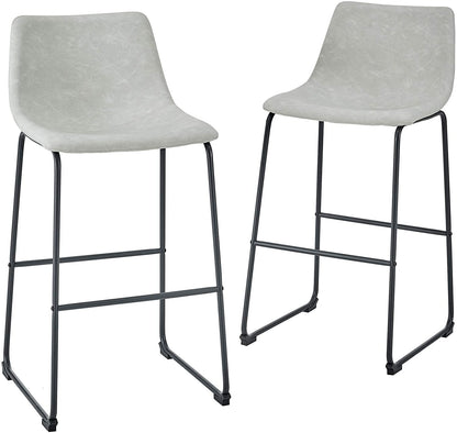 Bar Stool: Urban Industrial Faux Leatherette Armless Bar Chairs, Set of 2