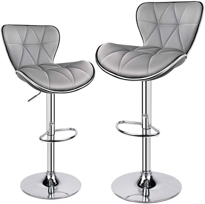 Bar Stools: PU Leatherette Padded with Back, Set of 2 ( Black )