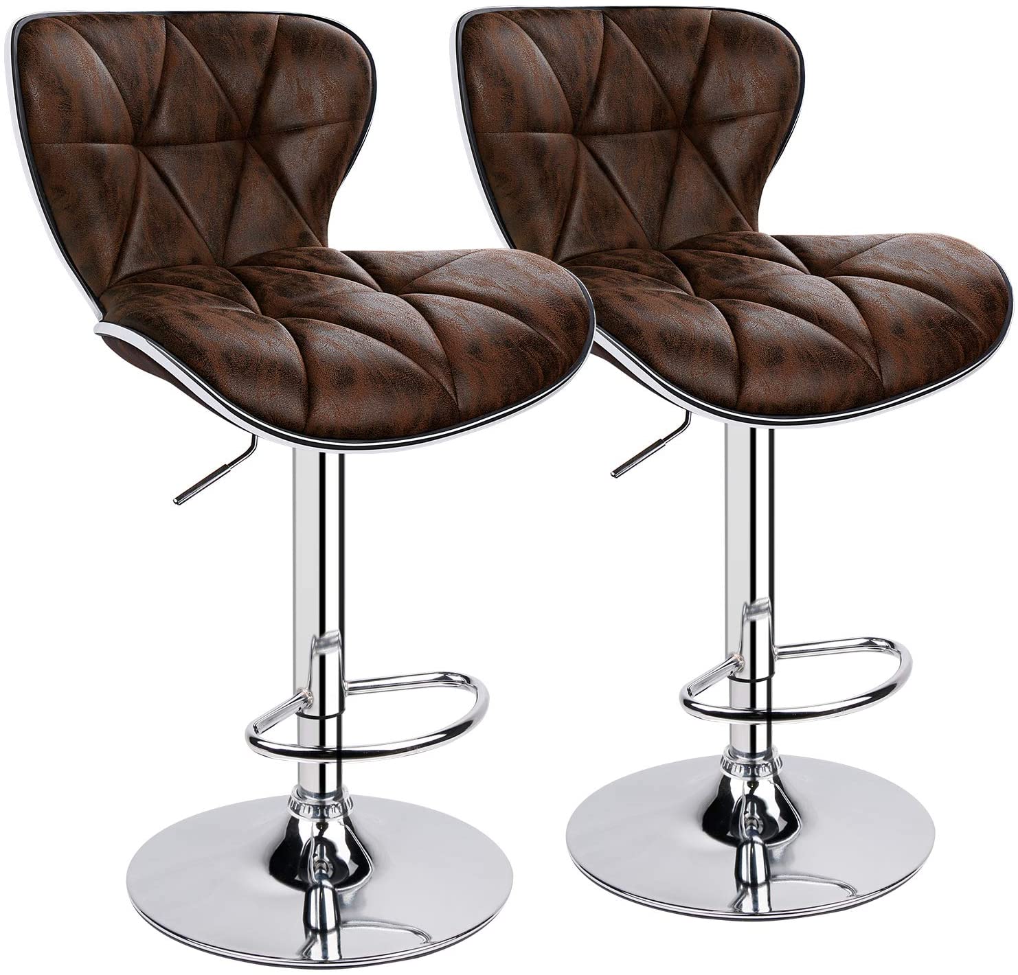 Bar Stools: PU Leatherette Padded with Back, Set of 2 ( Black )