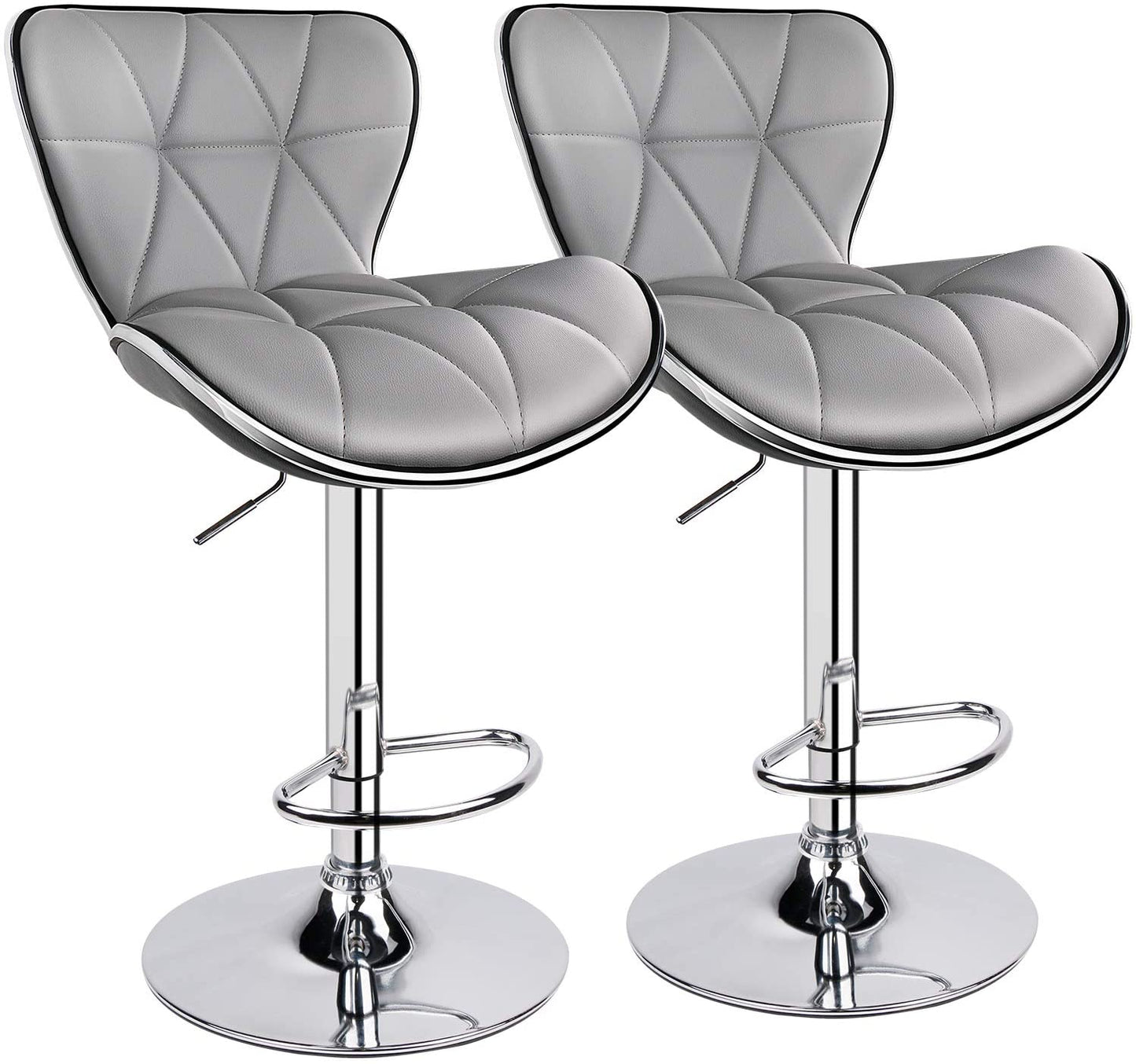 Bar Stools: PU Leatherette Padded with Back, Set of 2 ( Black )