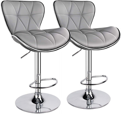 Bar Stools: PU Leatherette Padded with Back, Set of 2 ( Black )