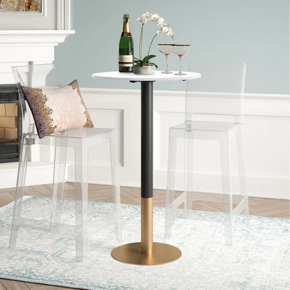 Bar Table: Counter Height 23.5'' Stone Iron Pedestal Pub Table