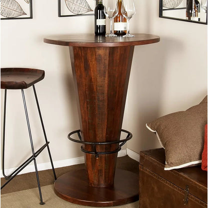 Bar Table: Counter Height 28'' Solid Wood Pedestal Pub Table