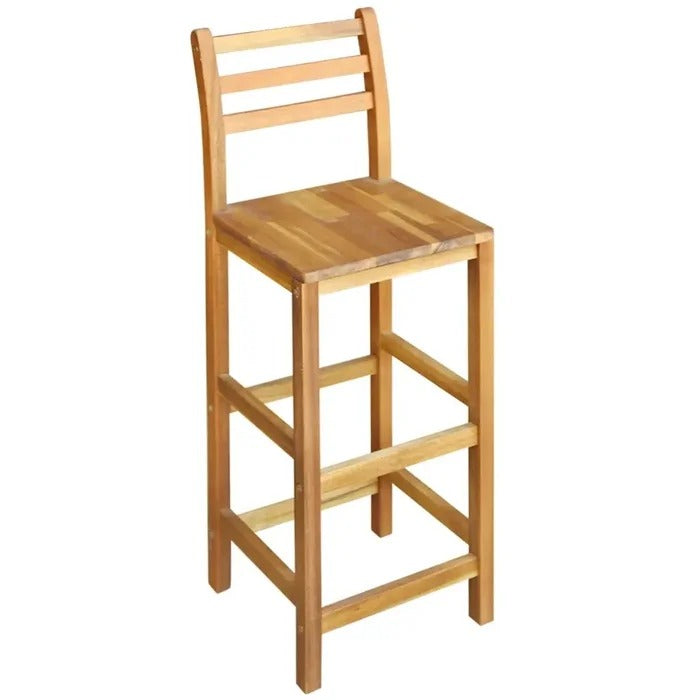 Bar Table Set: 2 - Person Bar Height Acacia Solid Wood Bar Table Set