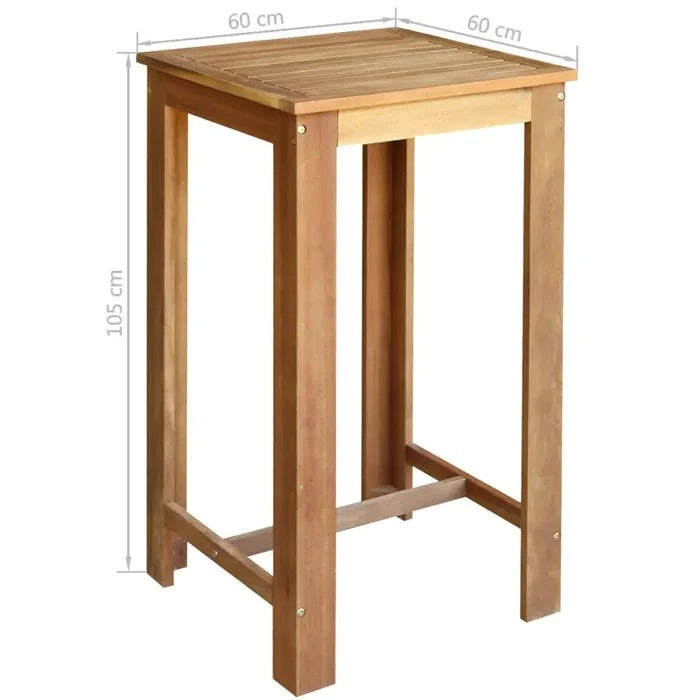 Bar Table Set: 2 - Person Bar Height Acacia Solid Wood Bar Table Set