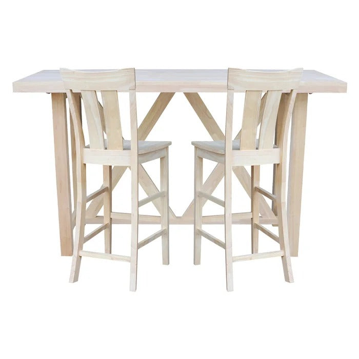 Bar Table Set: 2 - Person Bar Height Solid Wood Bar Table Set