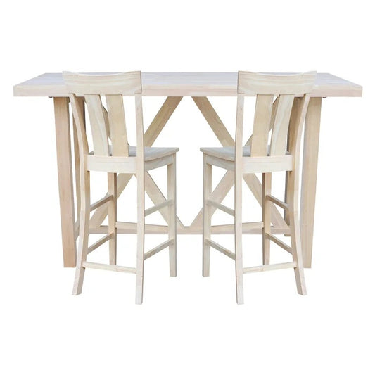 Bar Table Set: 2 - Person Bar Height Solid Wood Bar Table Set