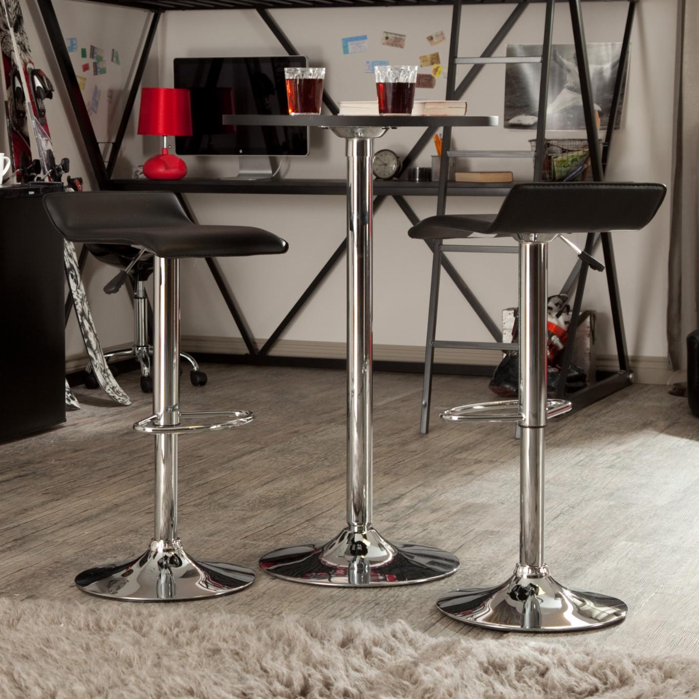 Bar Table Set: 3-Piece Adjustable Height Pub Set