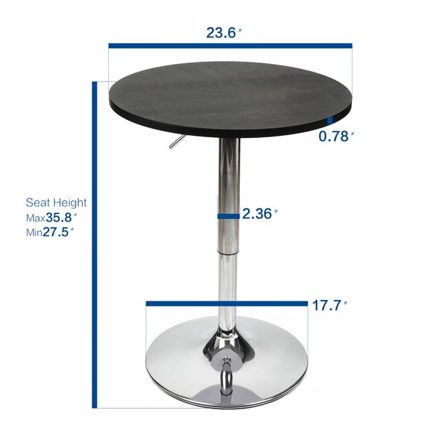 Bar Table Set: 3-Piece Adjustable Height Pub Set