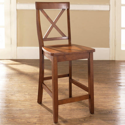 Bar Table Set: 3-Piece Pub Set with Tapered Leg and X-Back Stools