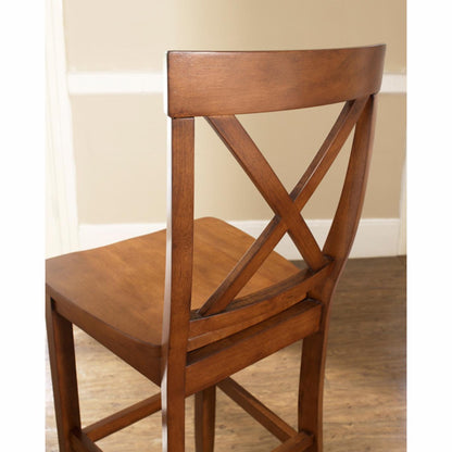Bar Table Set: 3-Piece Pub Set with Tapered Leg and X-Back Stools