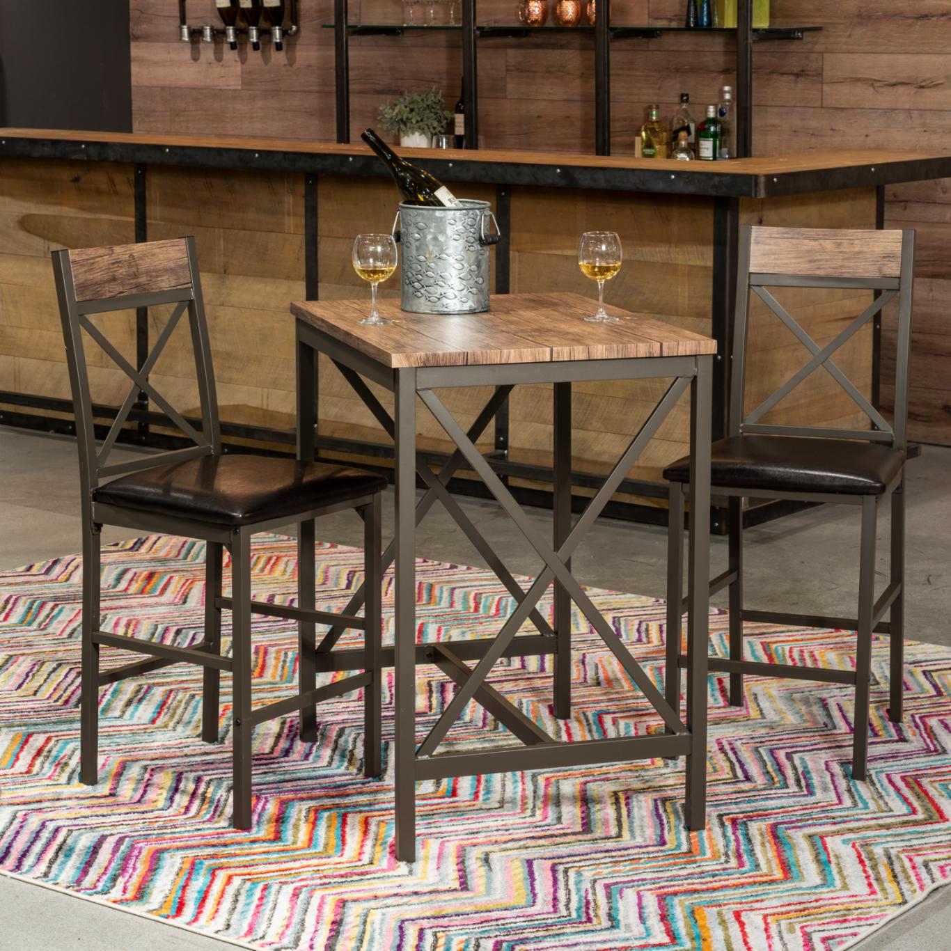 Bar Table Set: 3 Piece Counter Height Pub Set
