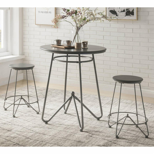 Bar Table Set: 3 Piece Industrial Counter Height Pub Table Set