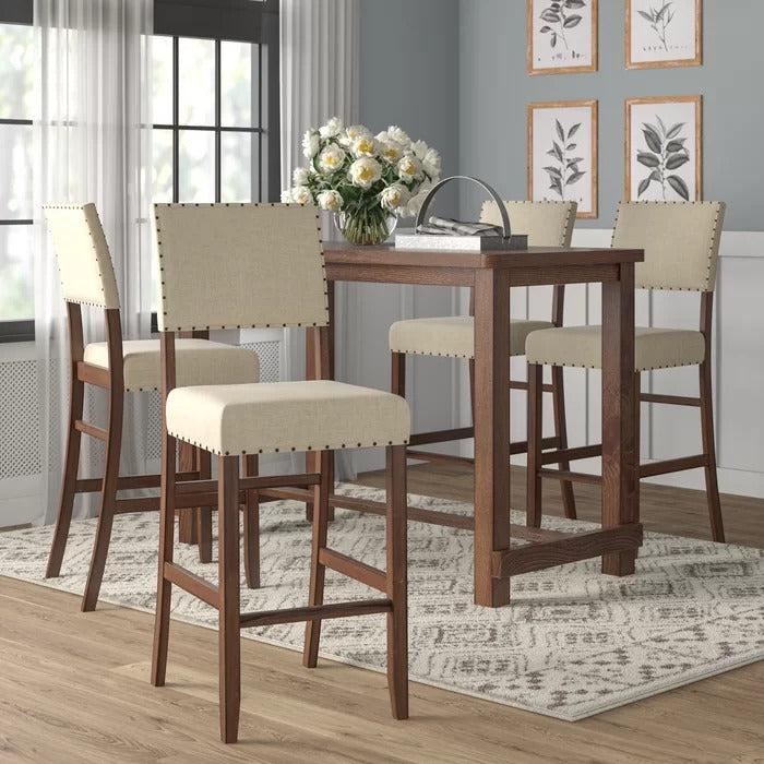 Bar Table Set: 4 Person Rustic Bar Set