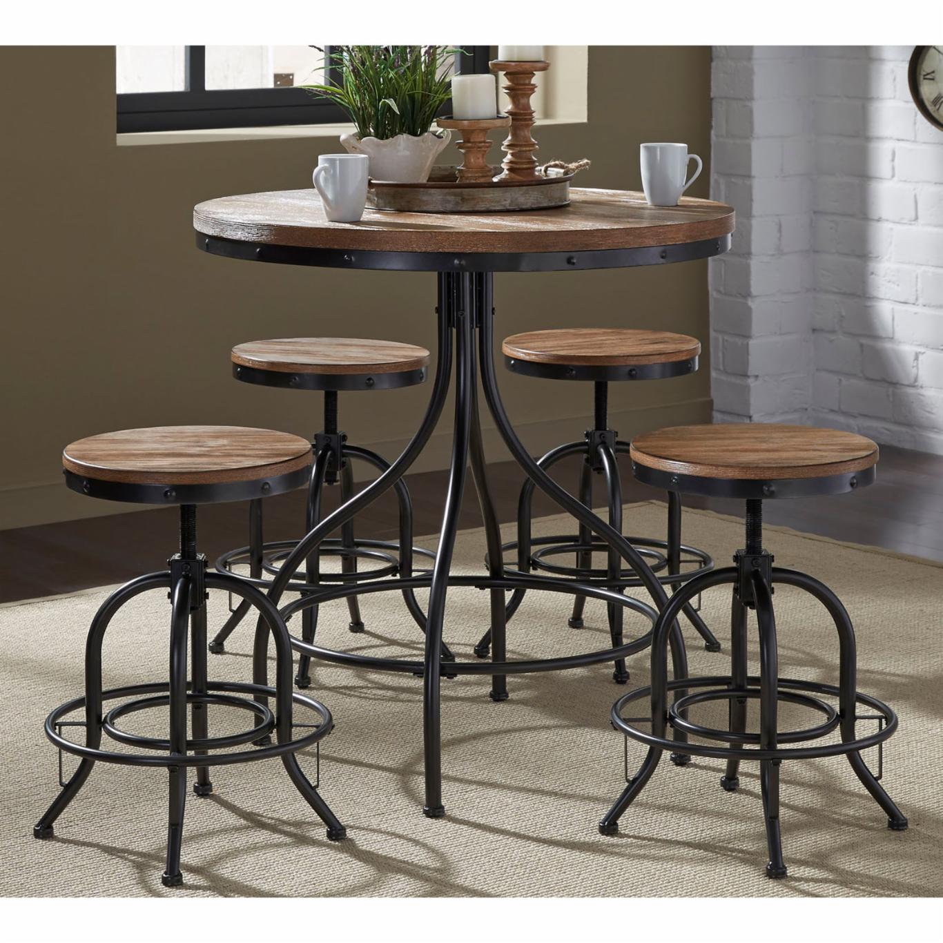 Bar Table Set:  5 Piece Pub Table Set
