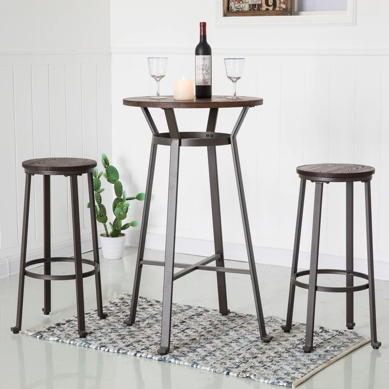 Bar Table Set: Bar Height 23.62'' Iron Pub Set