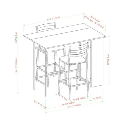 Bar Table Set: Counter Height Drop Leaf Pub Set