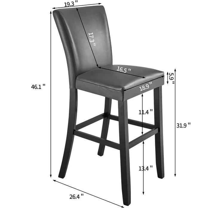 Bar Table Set: Glass Table With Solid Wood Chair