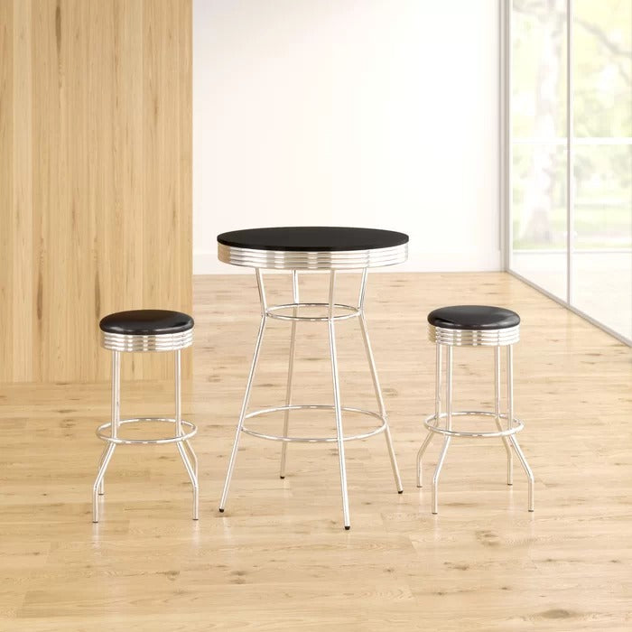 Bar Table Set: Metal Round Bar Table Set