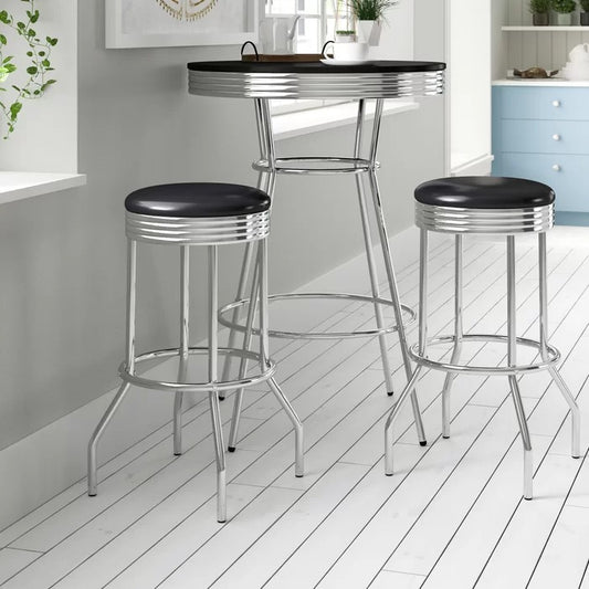 Bar Table Set: Metal Round Bar Table Set