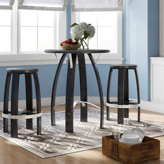 Bar Table Set: Modern Round 3 Piece Bar Table Set