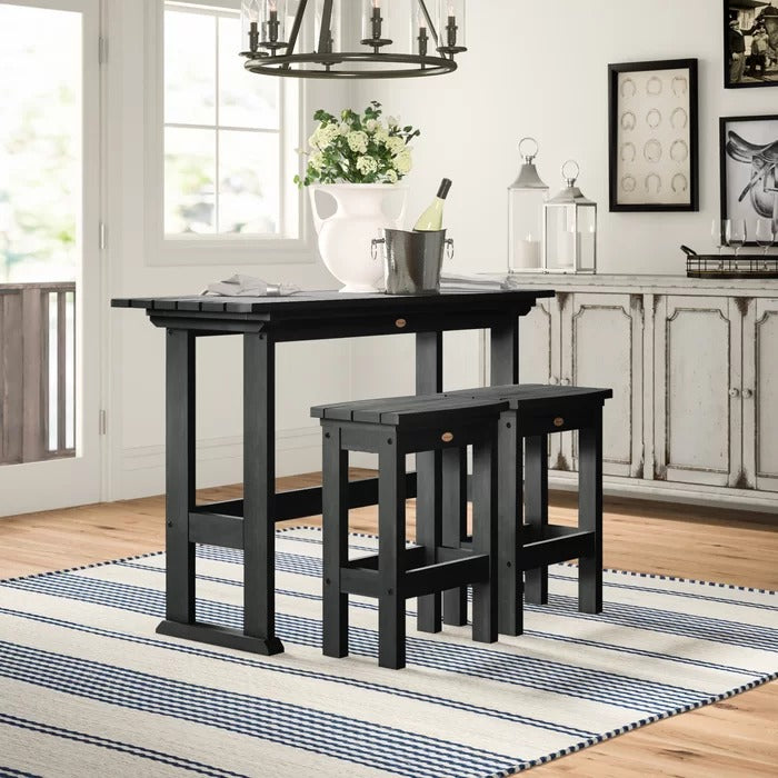 Bar Table Set: Wooden 3 Piece Bar Table Set