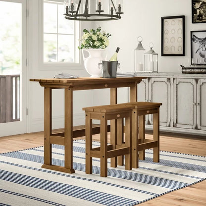 Bar Table Set: Wooden 3 Piece Bar Table Set