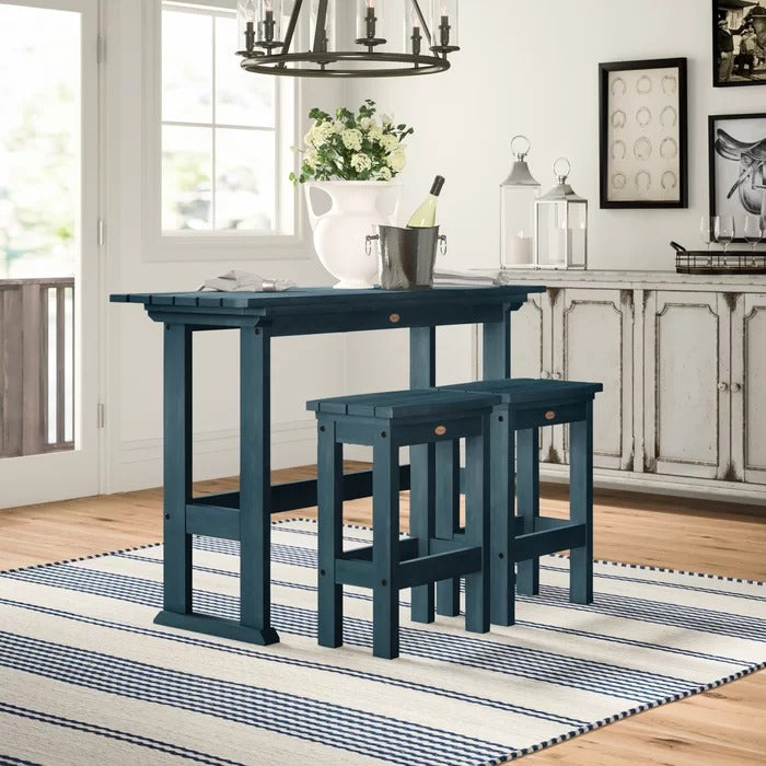 Bar Table Set: Wooden 3 Piece Bar Table Set
