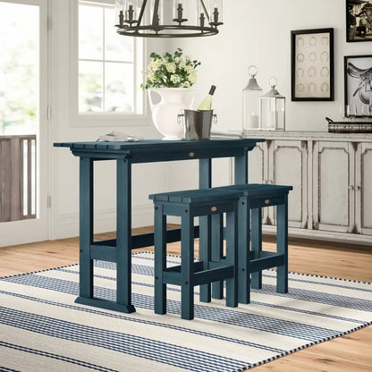 Bar Table Set: Wooden 3 Piece Bar Table Set