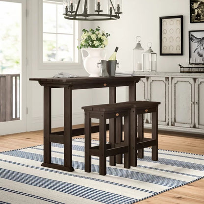 Bar Table Set: Wooden 3 Piece Bar Table Set