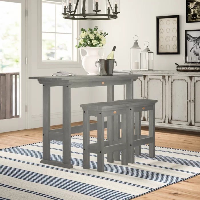 Bar Table Set: Wooden 3 Piece Bar Table Set