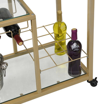 Bar Trolley : 3 Tier Glass Shelves Bar Trolley