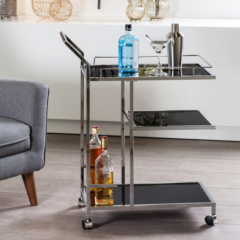 Bar Trolley: 3 Tier Shelf Chrome Bar Trolley