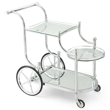 Bar Trolley: 4 Wheels Silver Bar Trolley