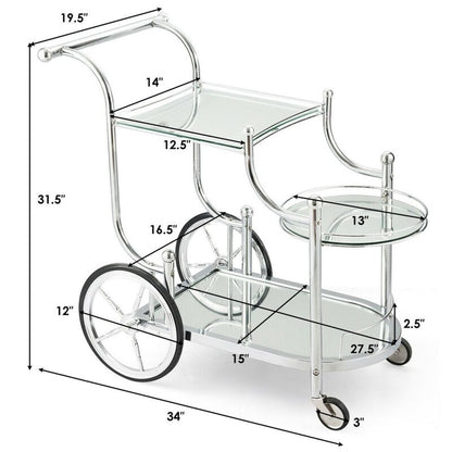 Bar Trolley: 4 Wheels Silver Bar Trolley