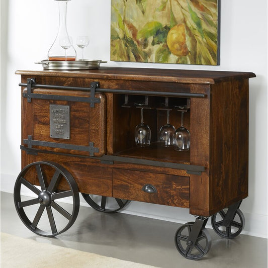 Bar Trolley : 4 Wheels Wooden Bar Trolley