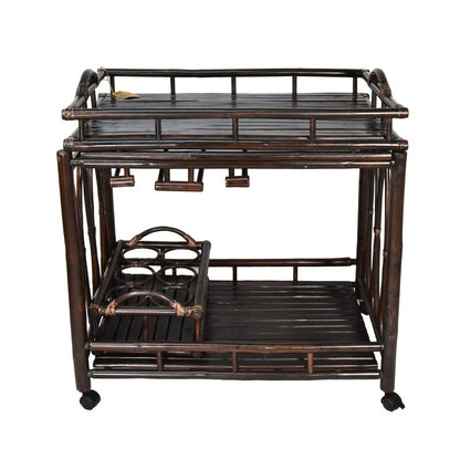 Bar Trolley : Bamboo Rolling Wine Buffet Serving Bar Trolley