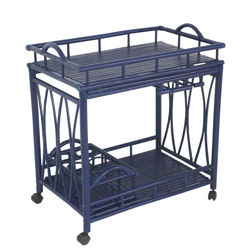 Bar Trolley : Bamboo Rolling Wine Buffet Serving Bar Trolley