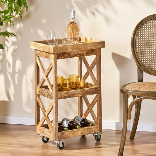 Bar Trolley : Mango Wood Trolley Bar Trolley