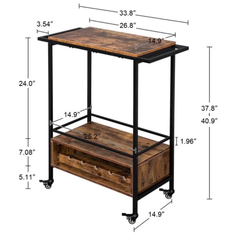Bar Trolley : Multi-Tier Iron Bar Trolley